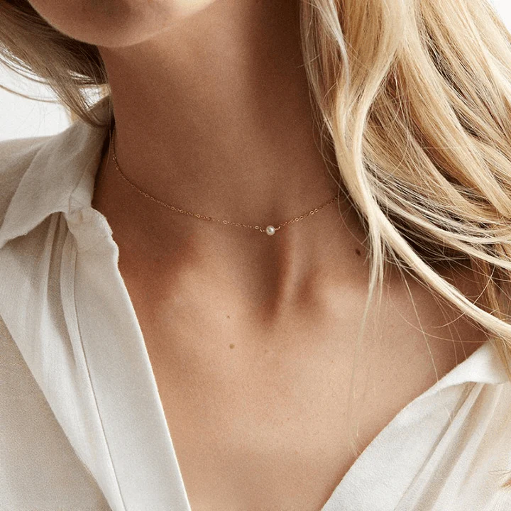 Dainty Single Pearl Necklace - Image 8