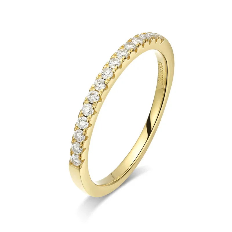 Moissanite 15 Stone Wedding Band Ring, 1.5mm - Image 8