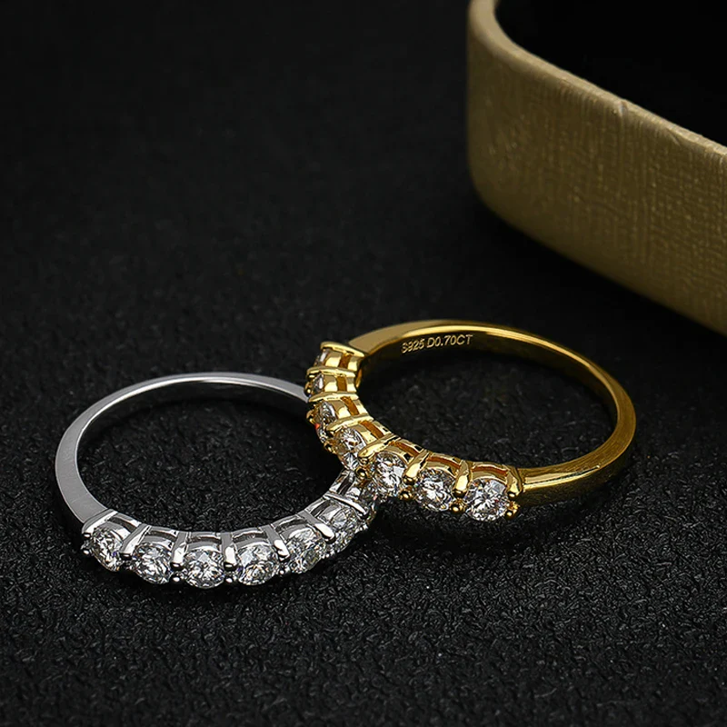 Moissanite 7 Stone Wedding Band Ring, 0.7 CTTW 3mm - Image 5