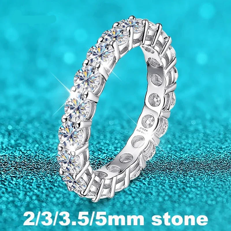 Moissanite Eternity Wedding Band Ring, 2-5mm - Image 3