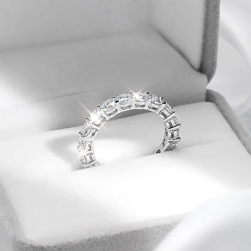 Moissanite Eternity Wedding Band Ring, 2-5mm - Image 4