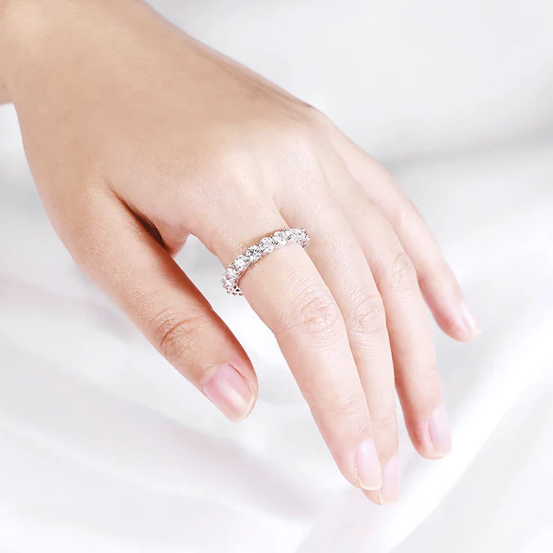 Moissanite Eternity Wedding Band Ring, 2-5mm - Image 5