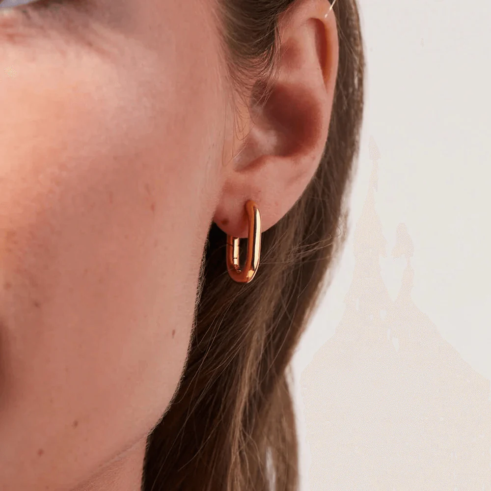 Paperclip Huggie Hoop Earrings - Image 3